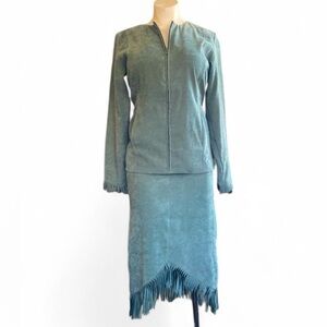 Vintage 1990s Denim & Co. Canyon Retreat Faux Suede Jacket with Fringe - Small